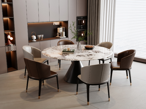 Italian Round Table and Chair Dining Table and Chair