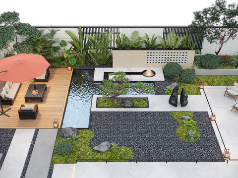 Modern courtyard waterscape garden