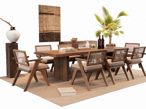 Middle style dining table and chair