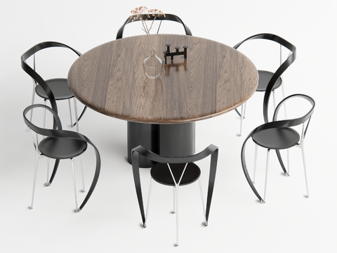 Middle Style Dining Table and Chair Round Table and Chair