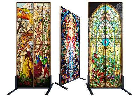 Retro glass partition screen