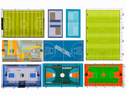 modern basketball court football field badminton court