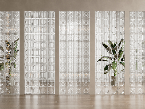 Modern glass brick partition