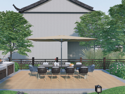 Modern Outdoor Dining Table and Chair Long Table Rock Board Table