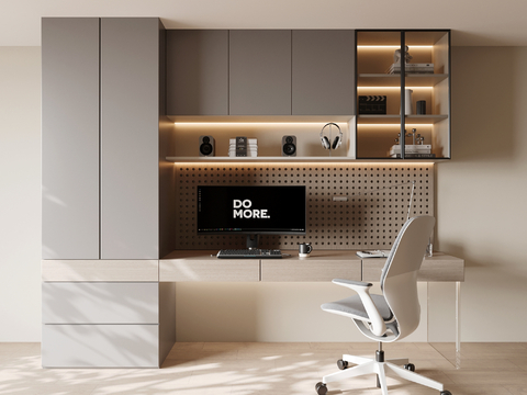 Modern Integrated Desk Bookcase