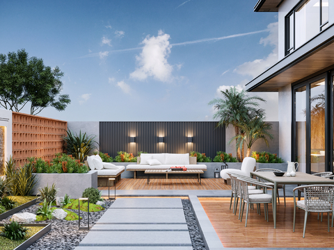 Modern Villa Courtyard Garden