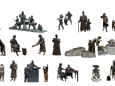 New Chinese Sculpture Sculpture Ancient Town Bronze Man Sculpture