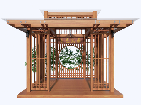 Neo-Chinese Style Pavilion Solid Wood Pavilion Wood Structure Glass Pavilion