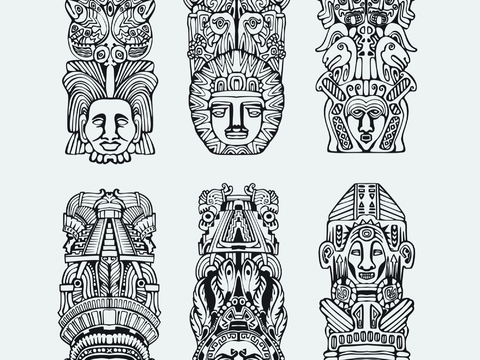 Maya culture art mask wall decoration totem pattern