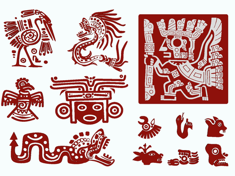 Maya culture wall decoration totem pattern