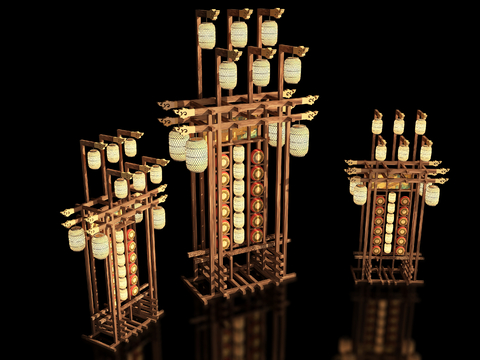 New Chinese Film and TV Props Lantern Rack Art Display