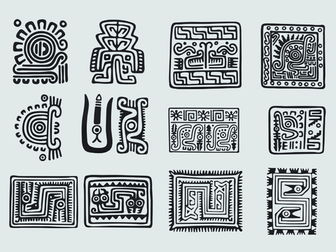 Maya culture wall decoration totem pattern