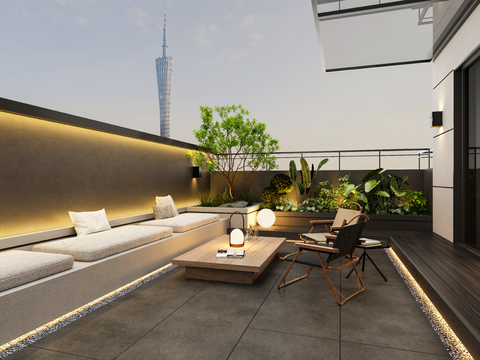 Modern Roof Garden Courtyard Casual Balcony