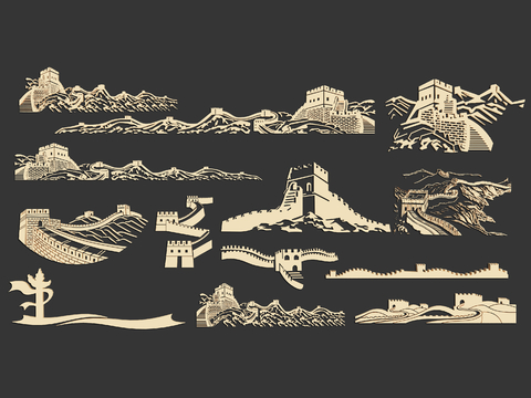 Chinese Great Wall Wall Decorations Silhouette