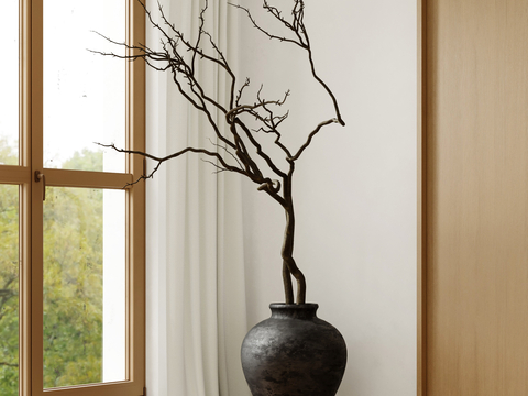 Quiet Vase, Pottery Pot, Dragon Jujube, Branches and Trees