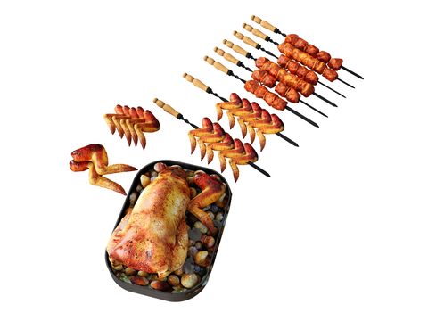 Roast Chicken Grilled Meat Grilled Chicken Wings Skewers