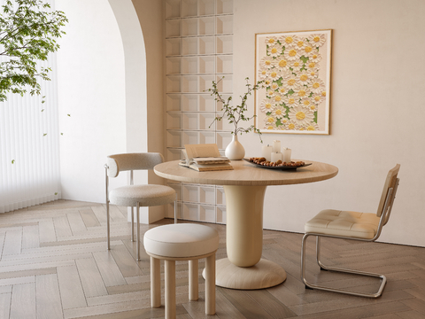 Cream style dining table and chair round table and chair