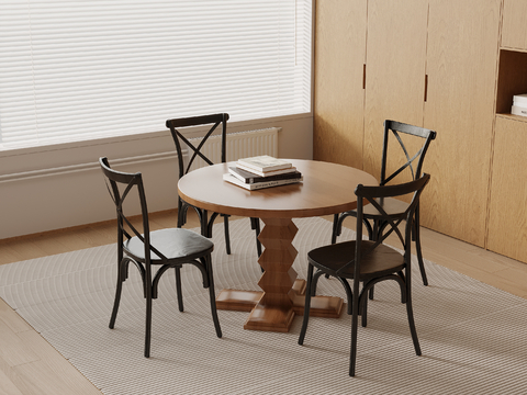 Middle Style Dining Table and Chair Round Table and Chair