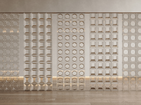 Glass brick partition wall screen