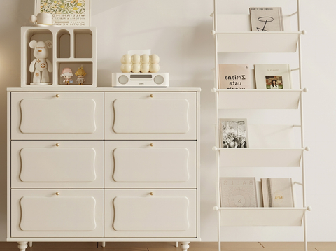 Cream Style bucket cabinet book shelf