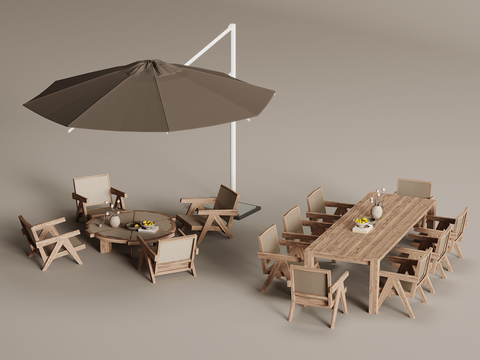 Log Style Outdoor Table and Chair Coffee Table and Chair