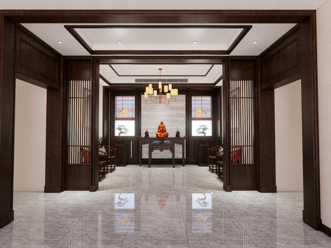 Neo-Chinese Style Indoor Buddha Hall