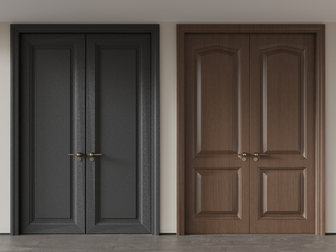 Middle style double door door wooden door