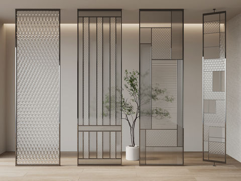 Glass brick screen partition