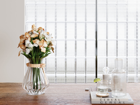 Desktop Ornaments Vase Books Water Cup Flowers