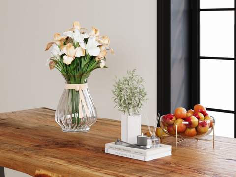 Desktop Ornaments Vase Books Fruit Plate