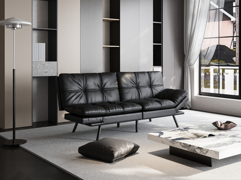 Leather sofa double sofa