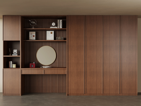 Middle-ancient style wardrobe dressing table integrated cabinet