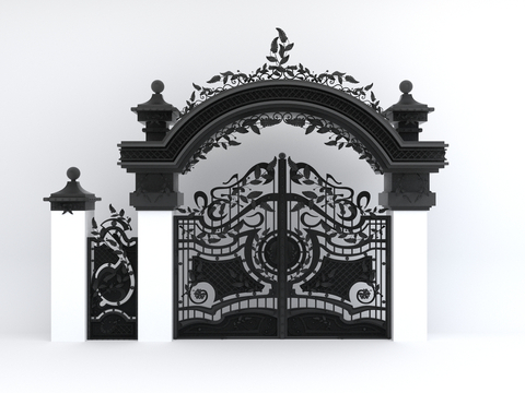 European-style double-door wrought iron gate