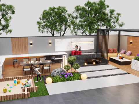 Modern Minimalist Courtyard Garden