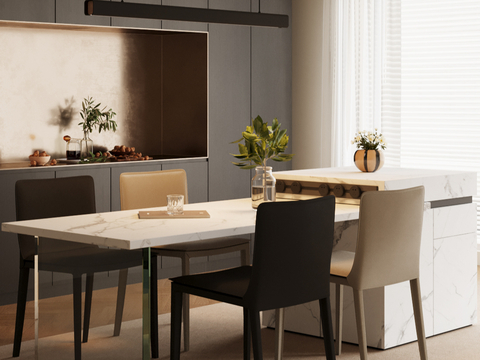 Modern Island Dining Table and Chair