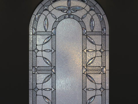 European-style arched window glass window single open window