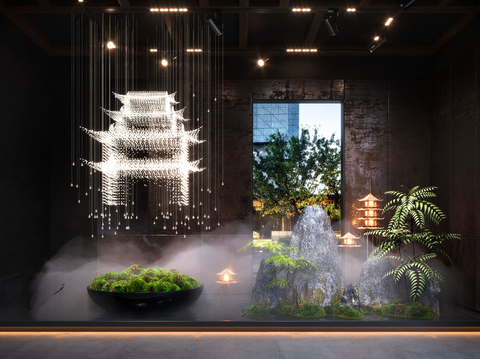 Neo-Chinese Style Indoor Landscape Plant Landscape