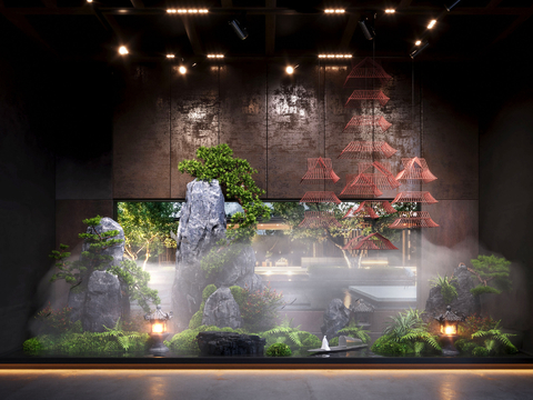 Neo-Chinese Style Indoor Landscape Plant Landscape