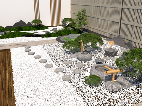 Japanese-style courtyard dry landscape terrain Tinbu