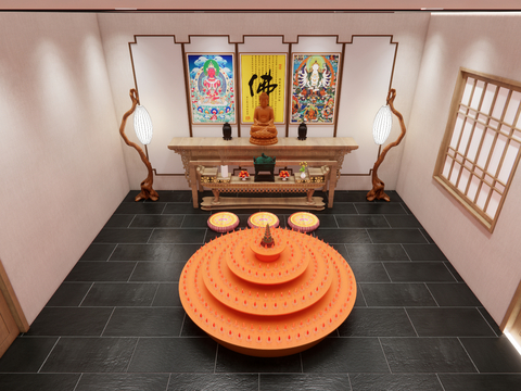 Modern Interior Buddhist Hall