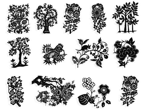 Chinese-style Paper-cut Potted Plant Elements Wall Stickers Wall Decorations Pendant