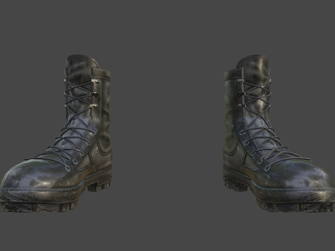 Black Leather Army Boots