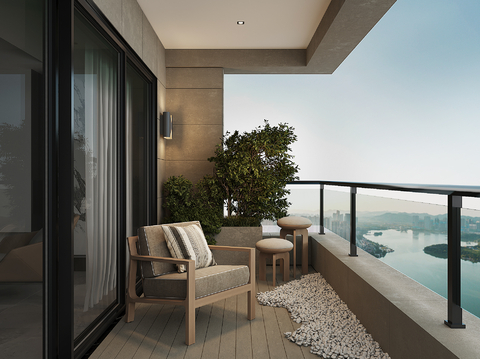 Balcony with modern landscape