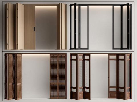 Quiet folding door with multiple sliding doors