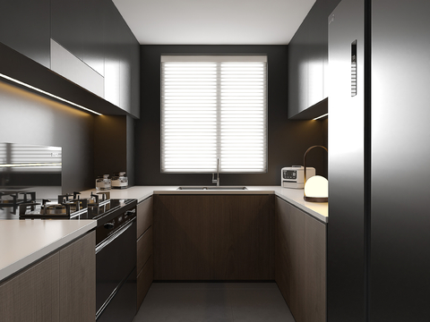 Dark Style Minimalist Kitchen Cabinet