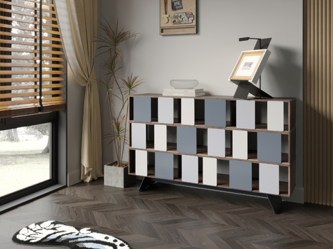 Modern Low Bookcase Floor Cabinet