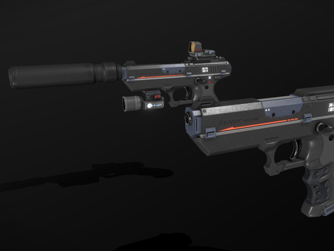 STN3 Sci-fi pistol silencer gun gun 3