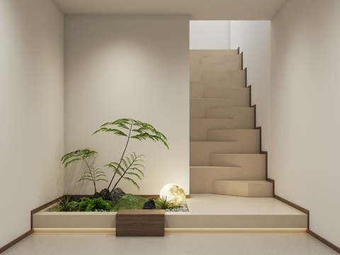 Modern Stairs Small View Interior Landscape