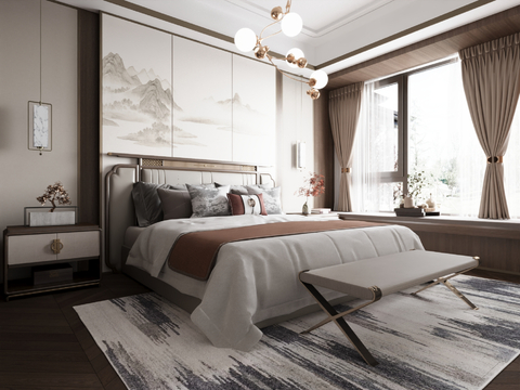 Neo-Chinese Style Home Bedroom Master Bedroom