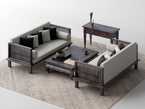 Neo-Chinese Style Sectional Sofa